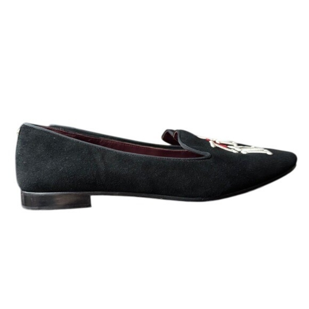Kate Spade Lounge New York I Love NY Flats Black Suede Embroidered Size 8.5‎ - Picture 5 of 11